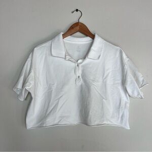 Aerie Offline White Cropped Polo Collared Tshirt size XS